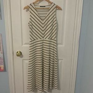 Striped cream and brown dress